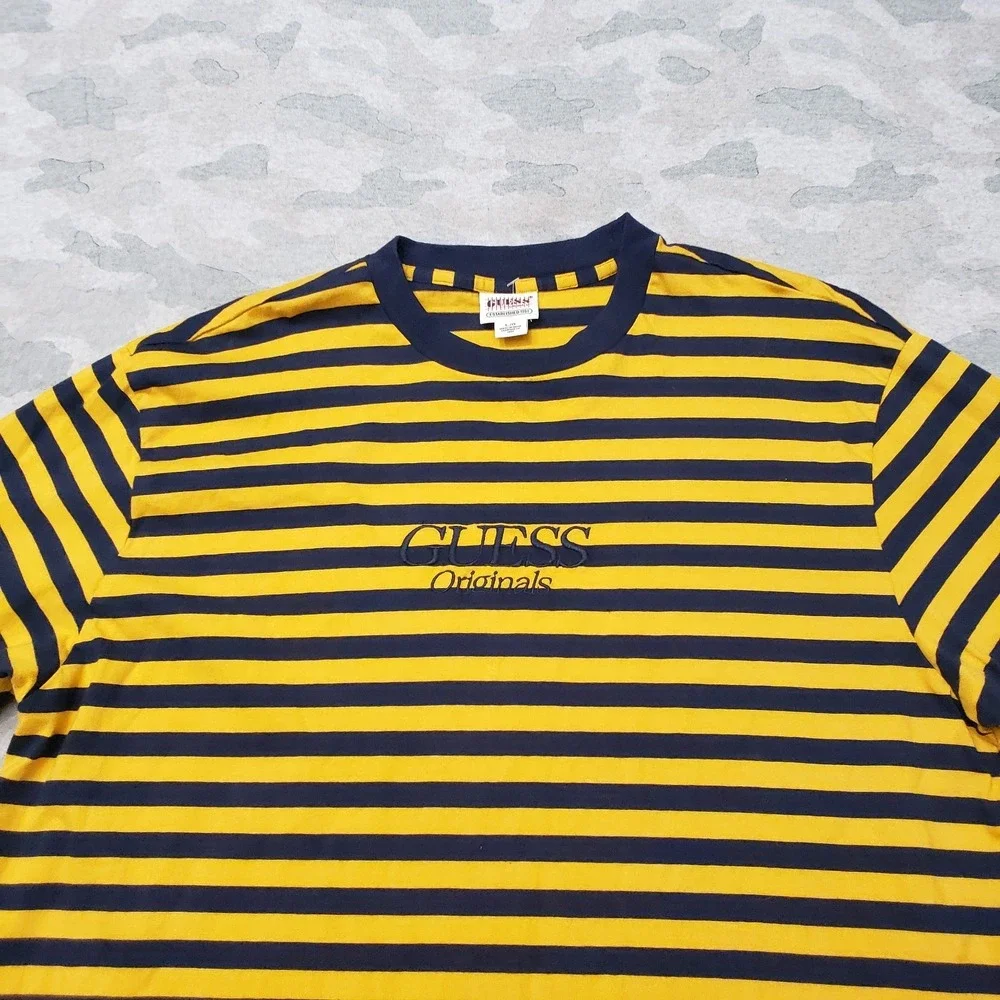 Vintage Guess Originals Shirt Mens Large Blue Short Sleeve Embroidered Bumblebee - Picture 3 of 9